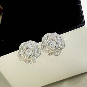 Chanel Camellia Diamond Stud Earrings - A Classic Luxury Floral Jewelry Piece